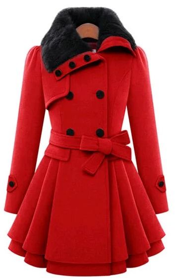 Womens Slim Sherpa-Wool System | Premium Double-Breasted Padded Coat & England Style Trench Infrastructure