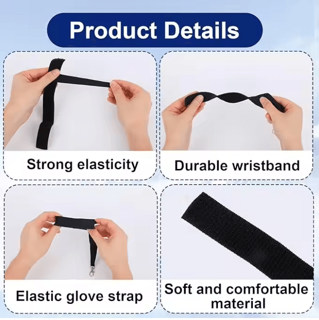 Ski Glove Leash Safety Straps Elastic Anti Lost Glove Straps Set of 4