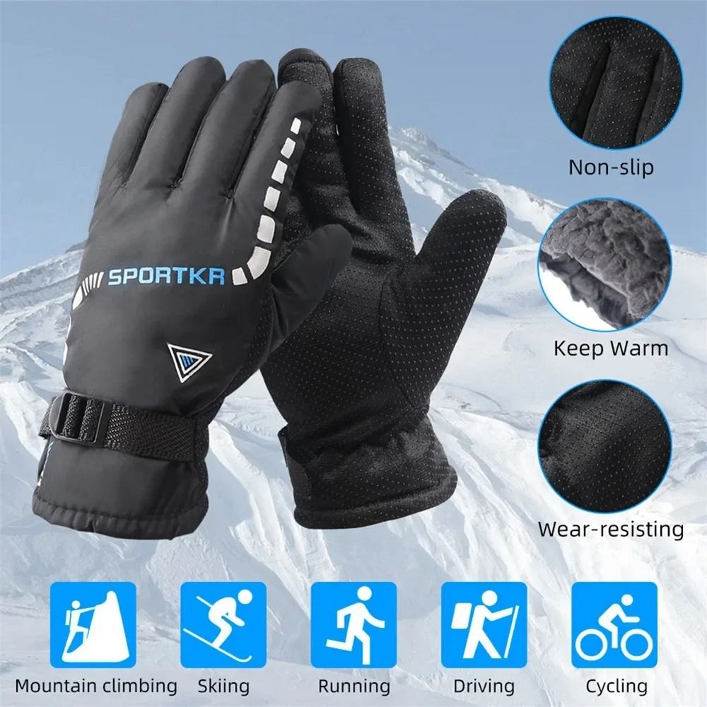 Winter Full Finger Gloves For Men And Women Warm Fleece Windproof Waterproof Non Slip Outdoor Gloves