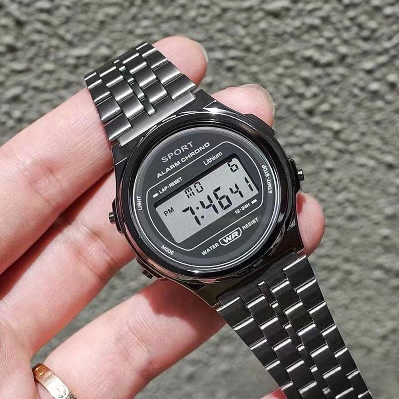 Luxury Retro Square Electronic Digital Watches Women Men Watch Rose Gold Silver Ladies Wristwatches