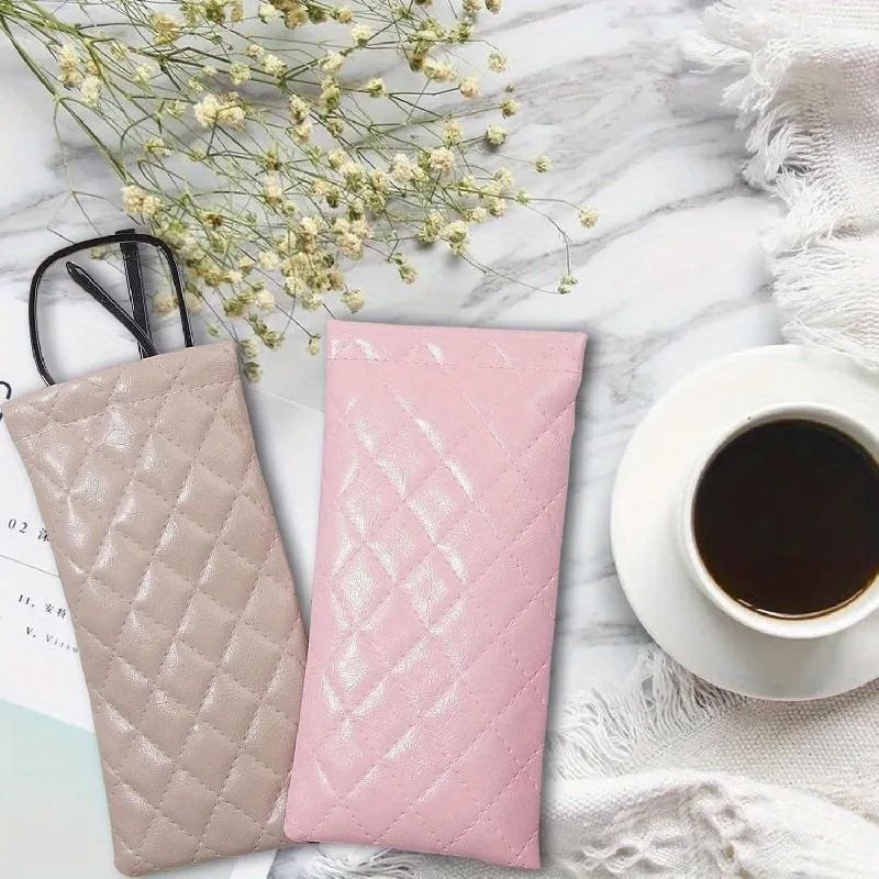 Portable Squeezed PU Leather Glasses Case