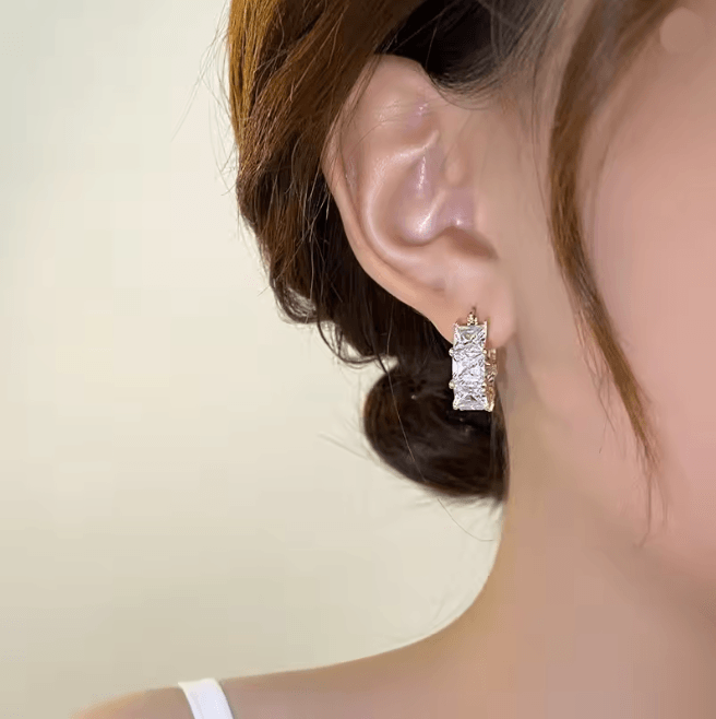 Korean Style Crystal Hoop Earrings for Women