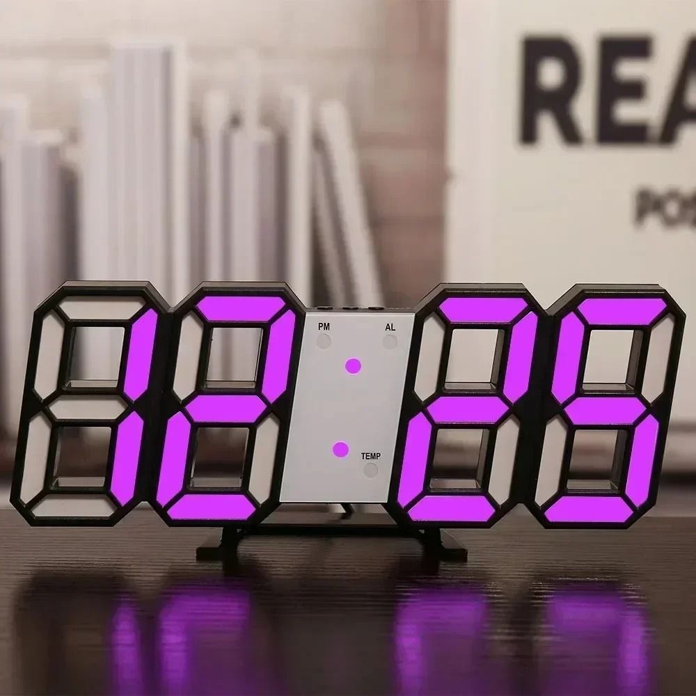 3D LED Digital Alarm Clock with Date and Temperature Display
