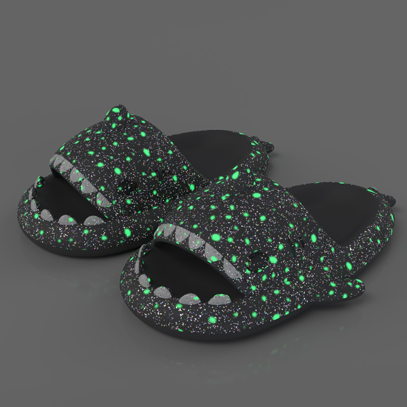 Men Luminous Christmas Shark Slippers, Pirate Milk Cow Sandals, Non-slip EVA Flip Flops, Adult Bathroom Shoes