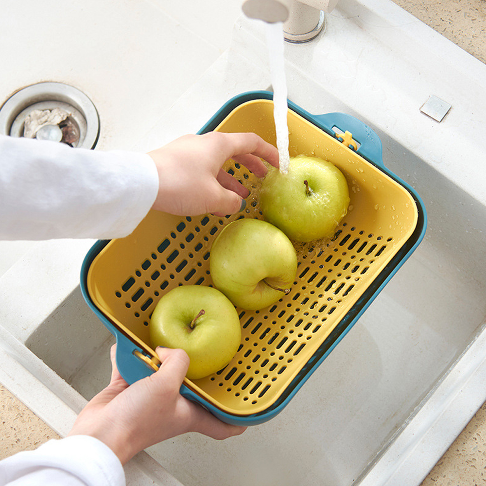 Double Plastic Vegetable Washing Basket