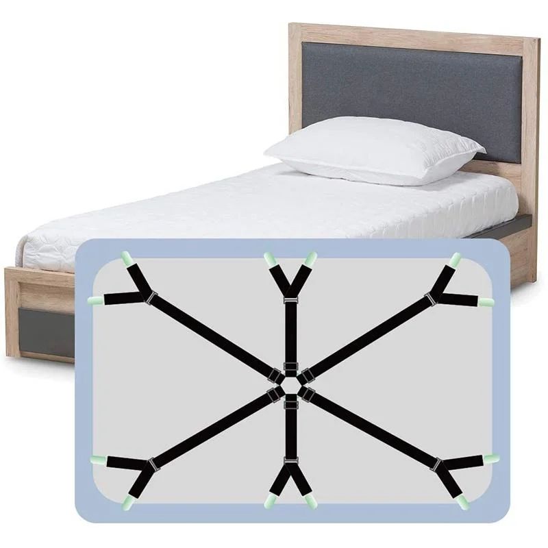 StayPut Adjustable Bed Sheet Holder Straps with 12 Clips – Non-Slip Mattress Sheet Clips & Elastic Grippers