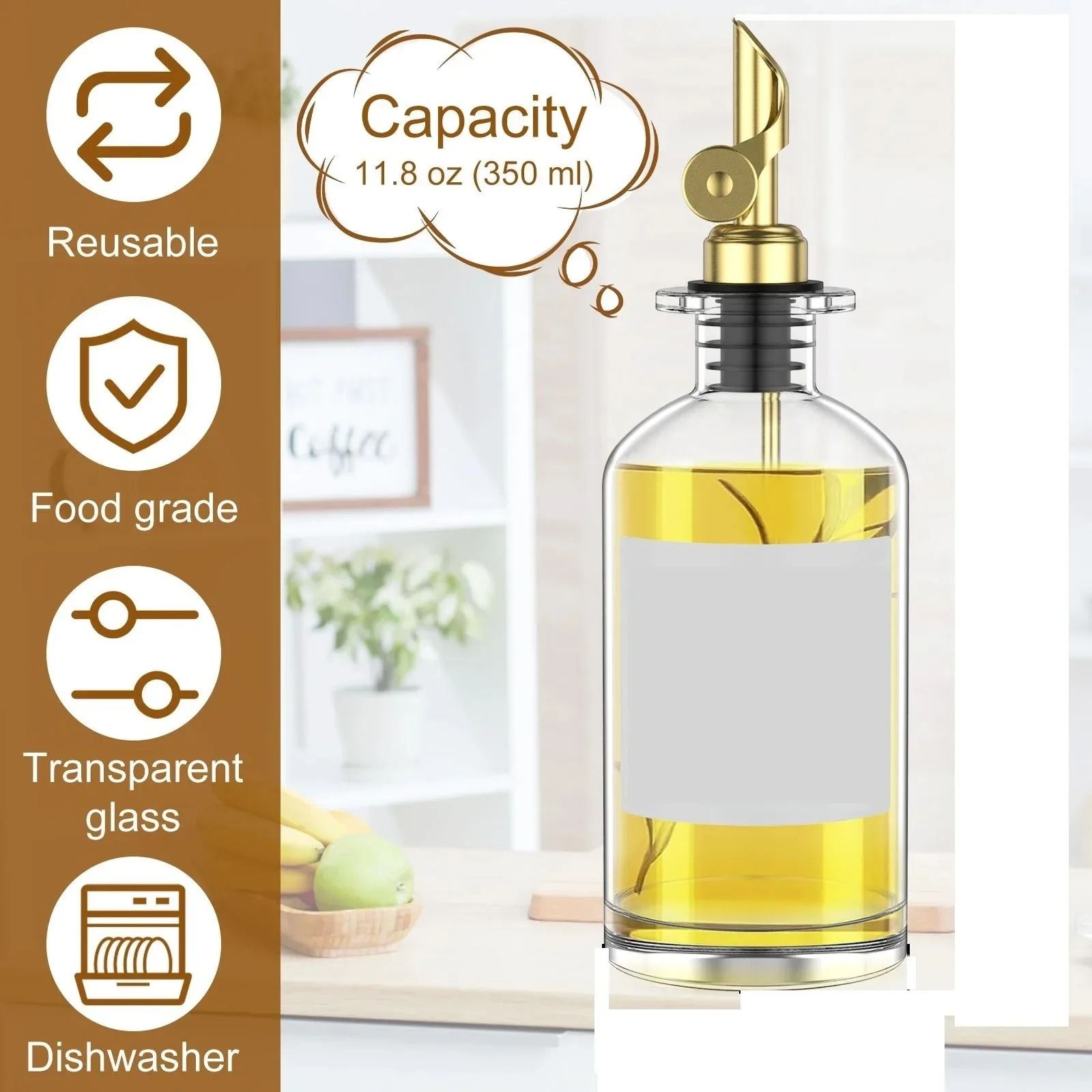 Glass Olive Oil Dispenser – Precision Pouring Kitchen Seasoning Bottle