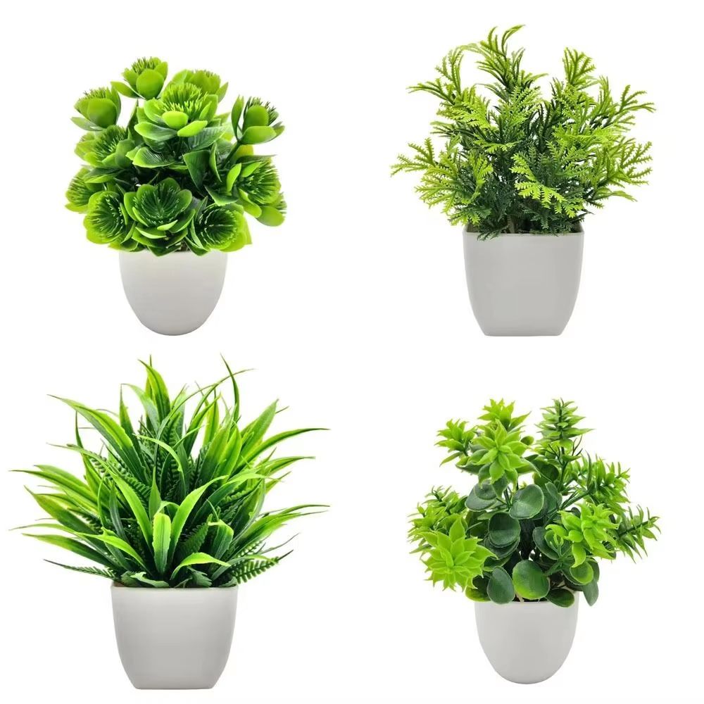 Mini Artificial Bonsai Potted Plant Cute Desk Decor Faux Flower Ornament