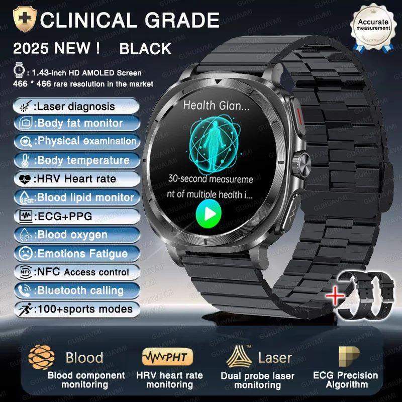 Smart Health ECG Watch with Blood Pressure & Body Analysis Tracking