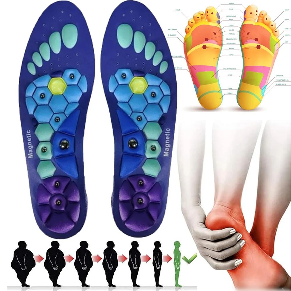 Orthopedic Arch Support Insoles with Magnetic Acupressure and Shock Absorption