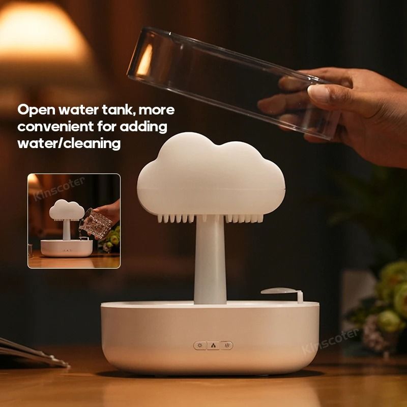 Zen Rain Cloud Aroma Diffuser And Air Humidifier With Raindrop Effect