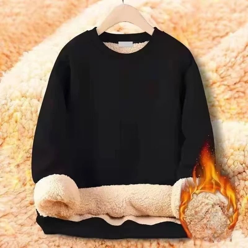 Men Thermal Fleece Pullover Thick Warm Crewneck Sweatshirt for Winter