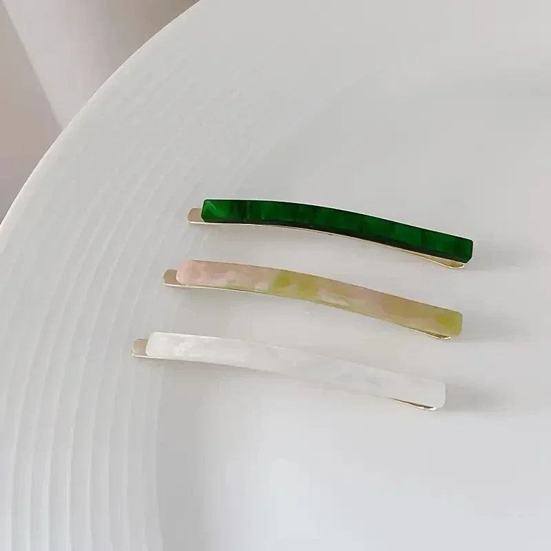 3 Piece Acetate Geometric Hair Barrettes – Simple Oblong Hair Clips and Side Pins