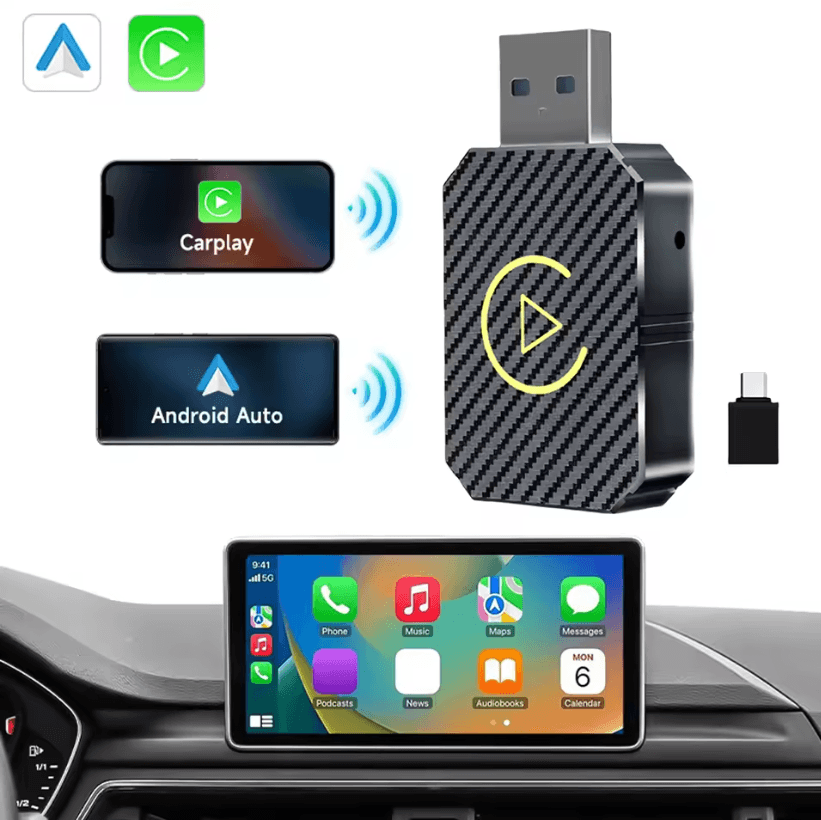 2-in-1 Wireless CarPlay and Android Auto Adapter Bluetooth 5.0 Plug and Play