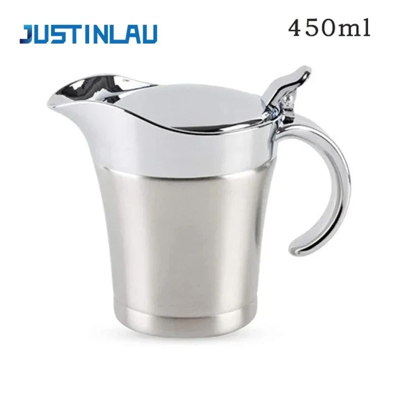 Premium Double-Insulated Stainless Steel Gravy Jug – Thermal Sauce Pot with Hinged Lid