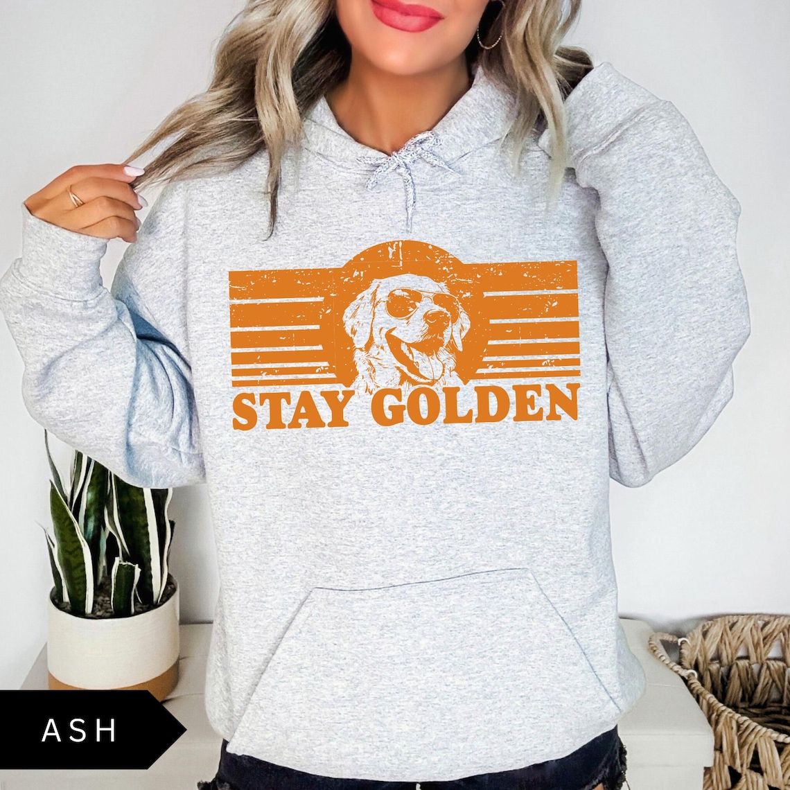 Stay Golden Hoodie Funny Golden Retriever Shirt, Unisex Retro Dog Lover Hoodie
