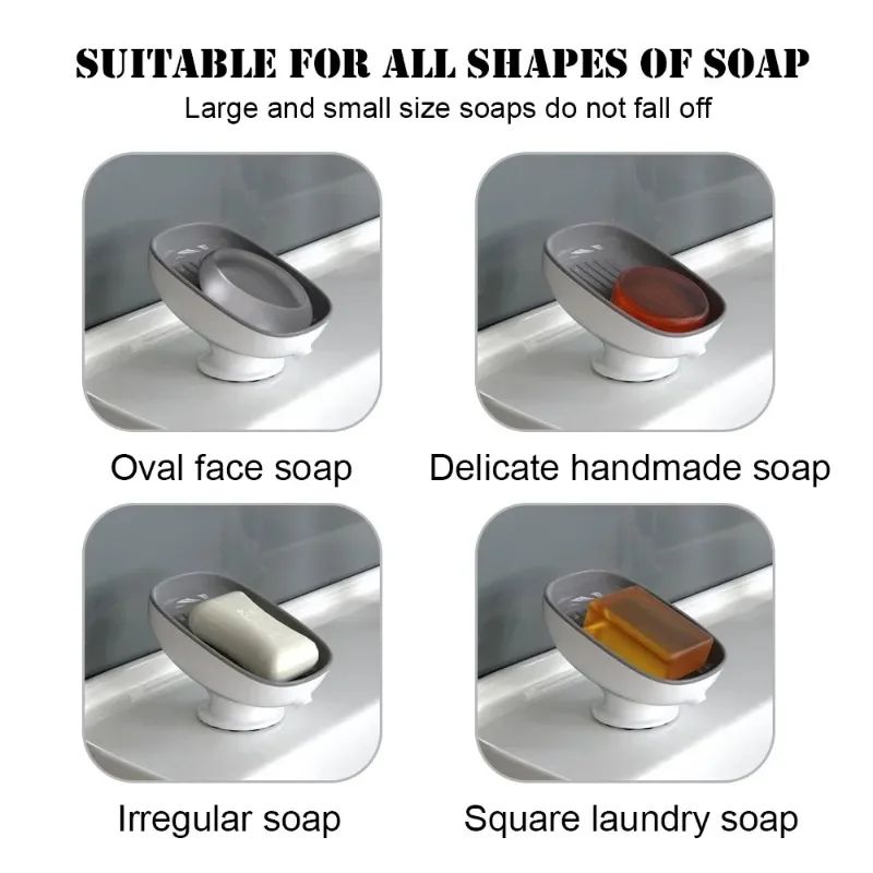Self Draining Soap Holder Suction Bathroom Soap Dish