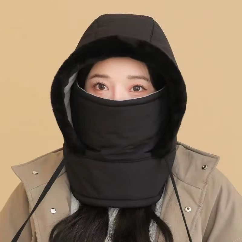 Thermal 3 in 1 Hooded Scarf Hat with Plush Neck Warmer