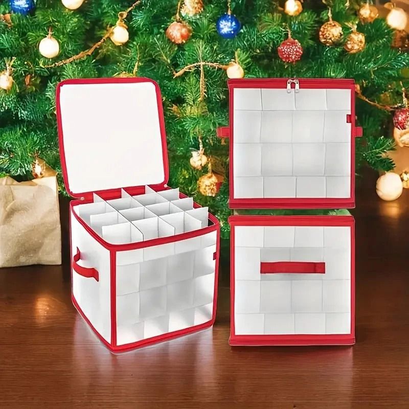 4 Tier Christmas Ornament Storage Box with Clear Dividers
