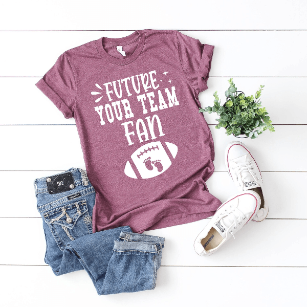 Future Fan Pregnancy Announcement Shirt Funny Football Baby Reveal Tee Mom To Be Gift