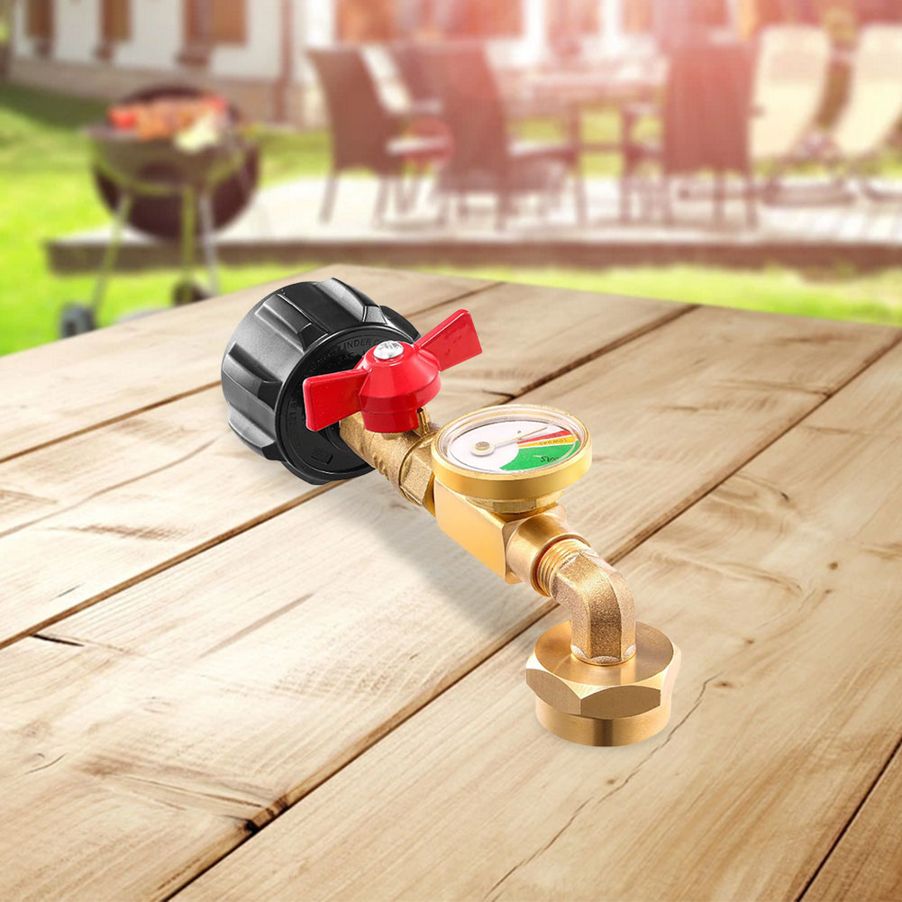 Propane Refill Adapter with Valve & Pressure Gauge for Tanks