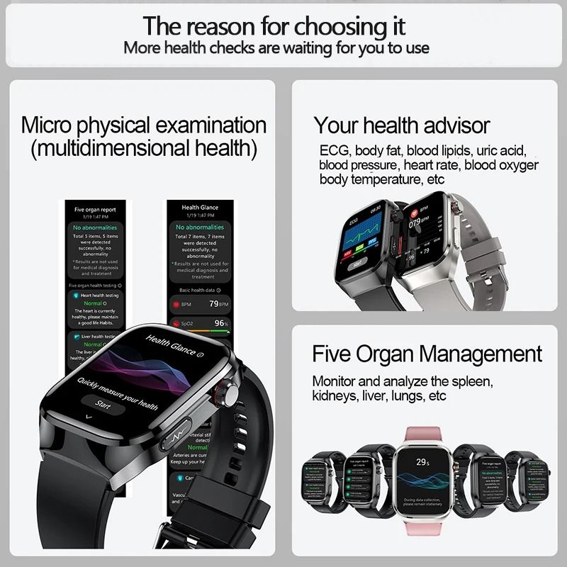 VitalSense Pro ECG Smart Watch Health Tracker Bluetooth Call