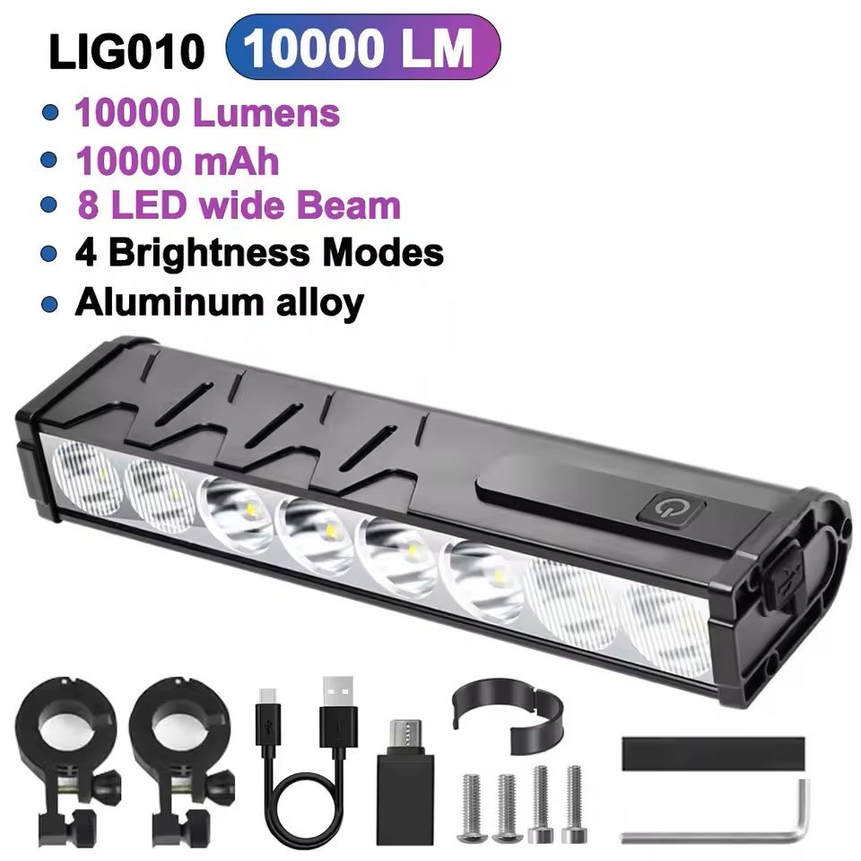 Bicycle Headlight 10000 Lumen Waterproof USB Rechargeable