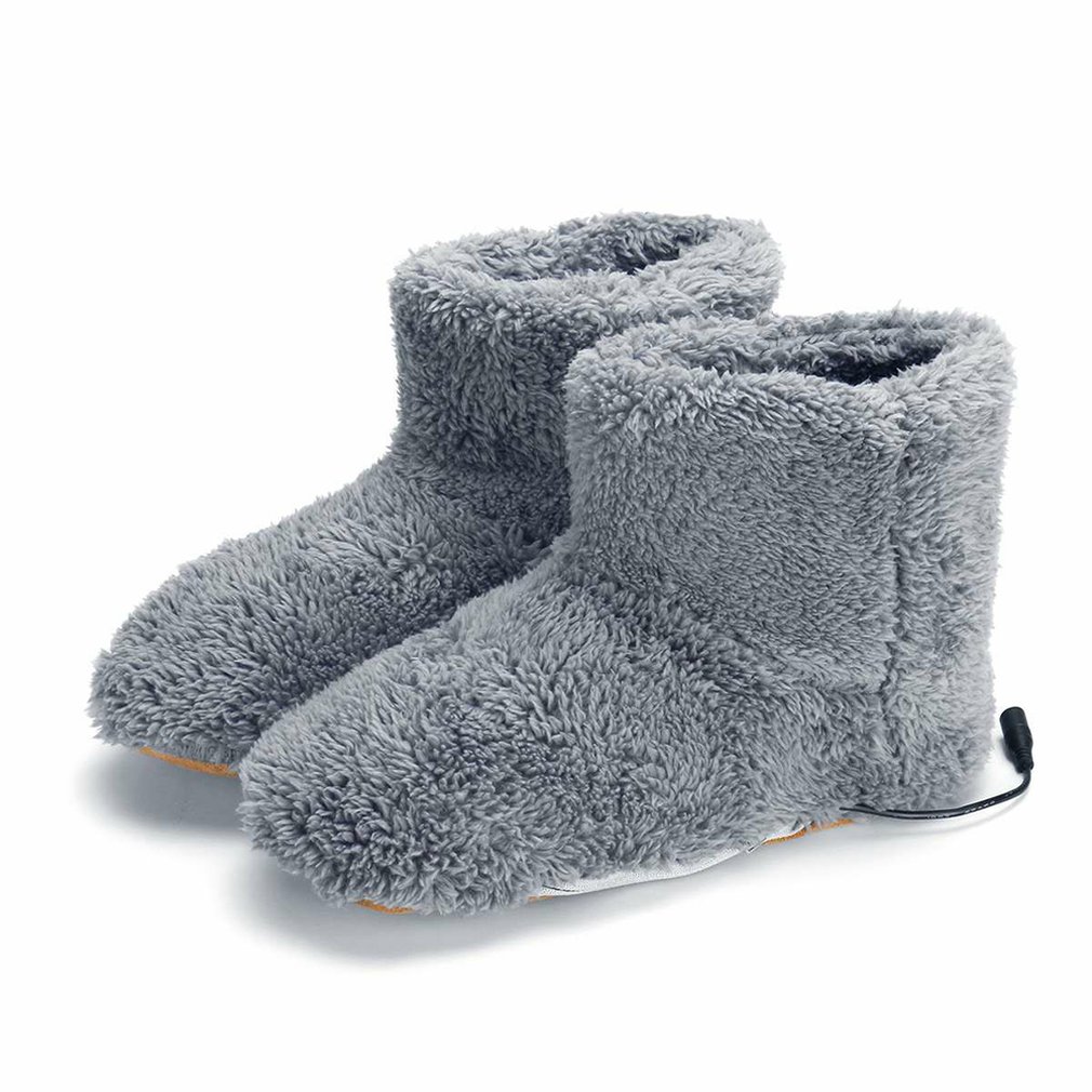 USB Heater Shoes, Winter Warm Plush Heating Rechargeable Slippers, Electric Snow Boots Foot Warmer