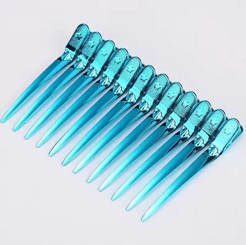 12-Piece Stainless Steel Hair Sectioning Clips | Professional Hairdressing & Barber Hair Styling Clamps