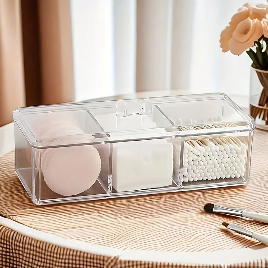 3-Compartment Transparent Makeup Organizer
