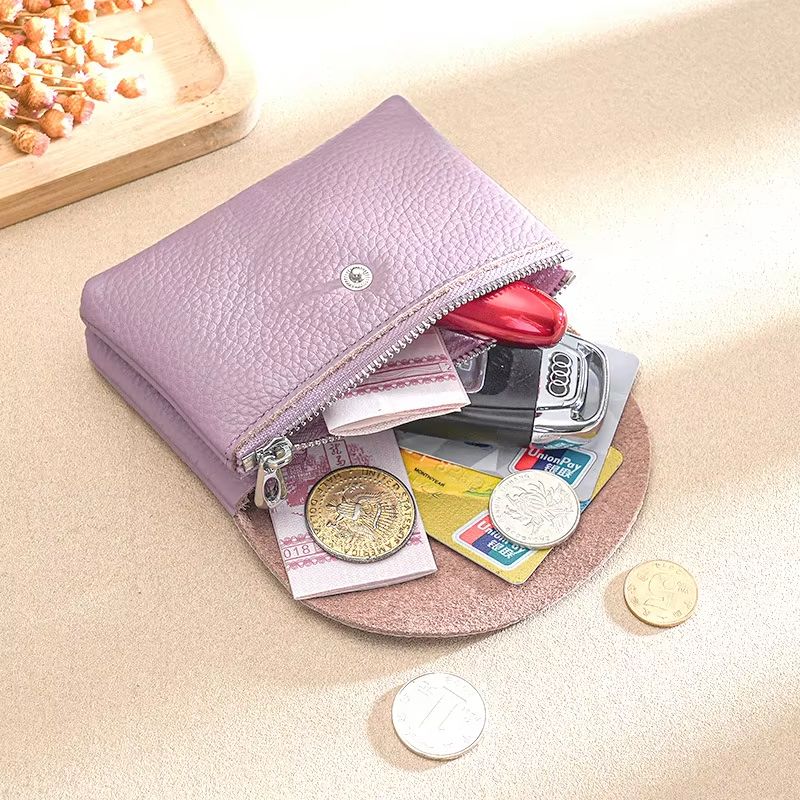 Custom Name PU Leather Coin Purse Card Holder Zipper Wallet with Engraved Initials