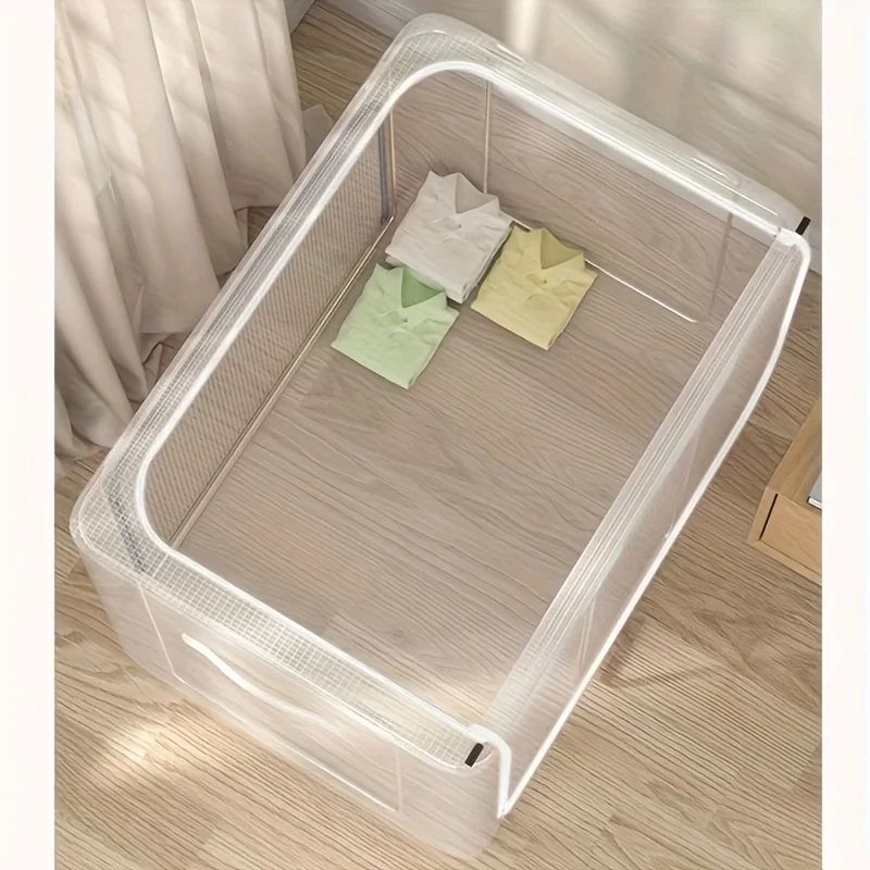 Folding Clothes Storage Box Organizer - Durable Polyester Space-Saving Wardrobe Bin for Dorm Closet & Cabinets