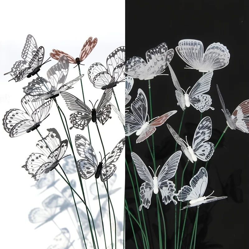 10-Pack Butterfly Garden Stakes Waterproof PVC 3D Outdoor Butterfly Decorations for Yard, Pots, Weddings