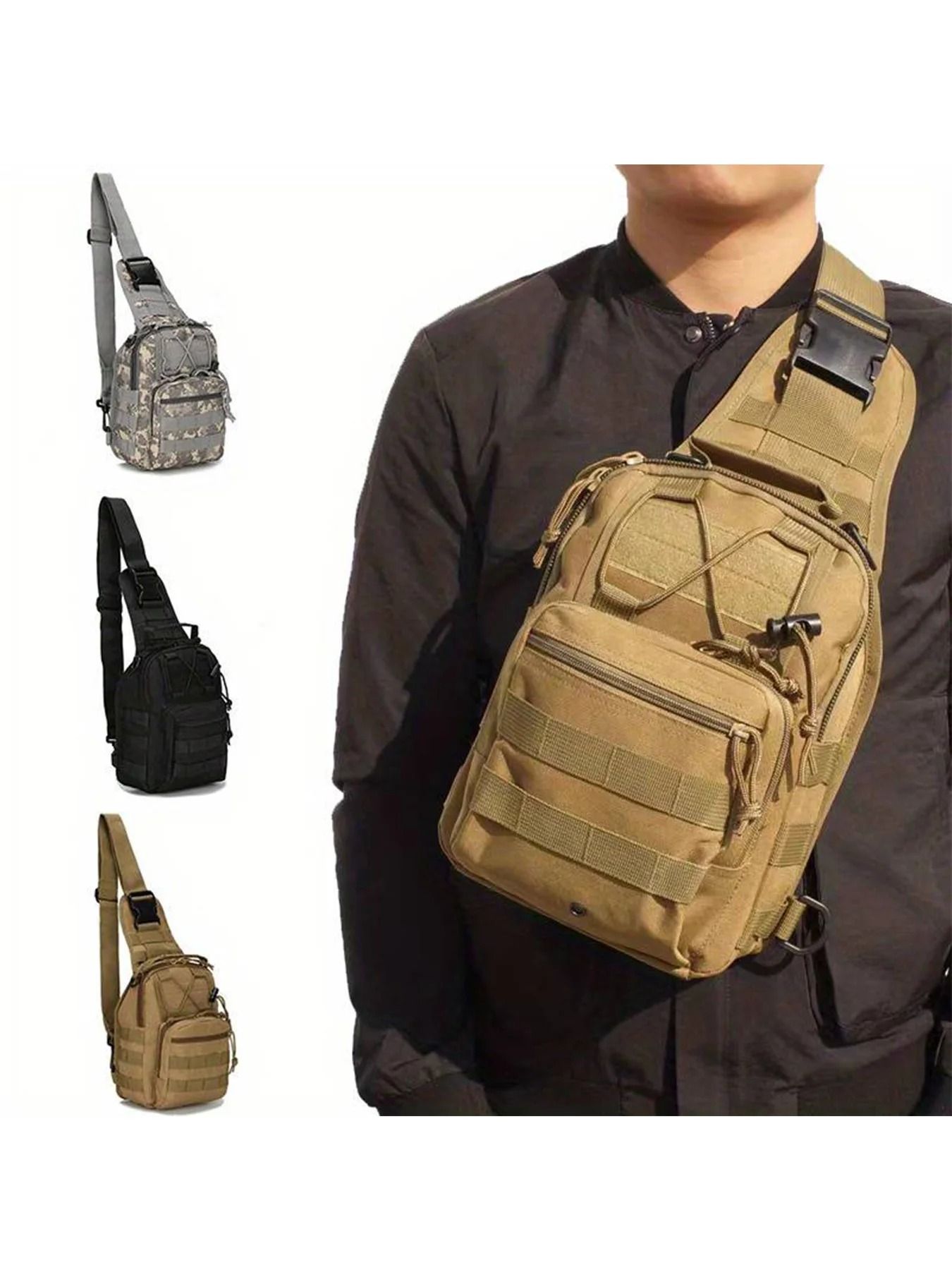 Tactical Sling Backpack Crossbody Chest Bag for Hiking and Outdoor Use