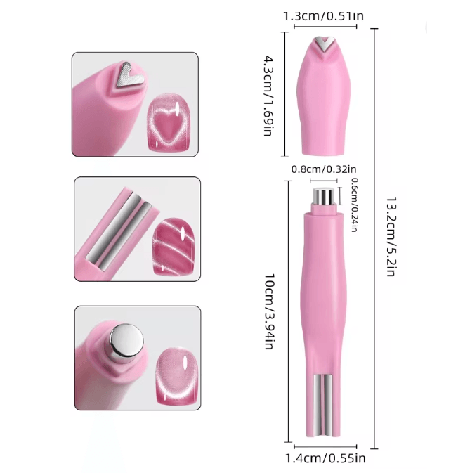 3 in 1 Magnetic Nail Art Tool Cat Eye Heart and Snake Pattern Wand