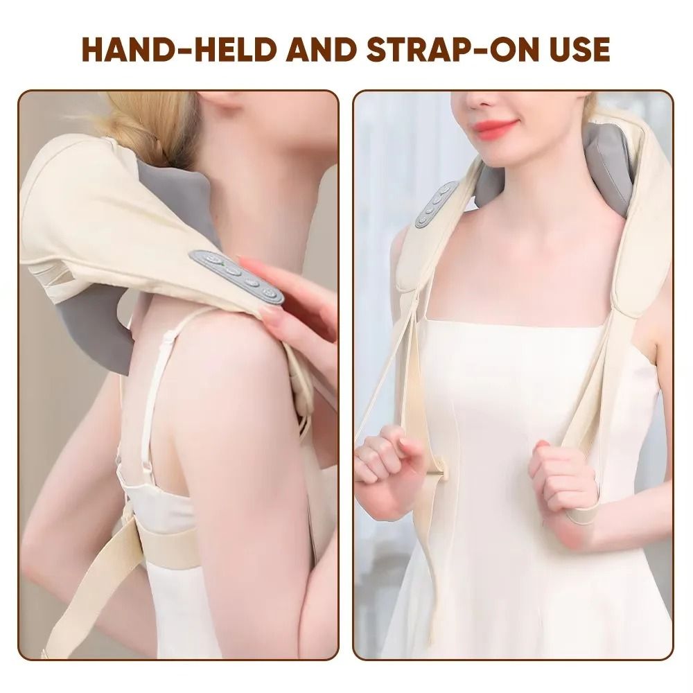 Wireless Neck and Back Massager with Heat and 3D Kneading