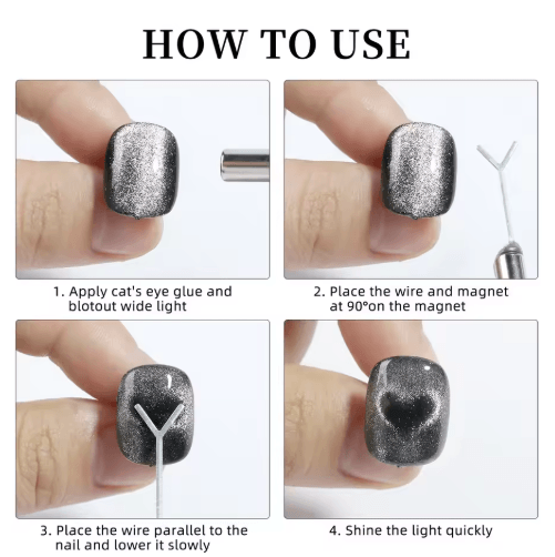 DIY Nail Art Magnet Set Strong Cats Eye Magnetic Rod with Heart Shaped Design