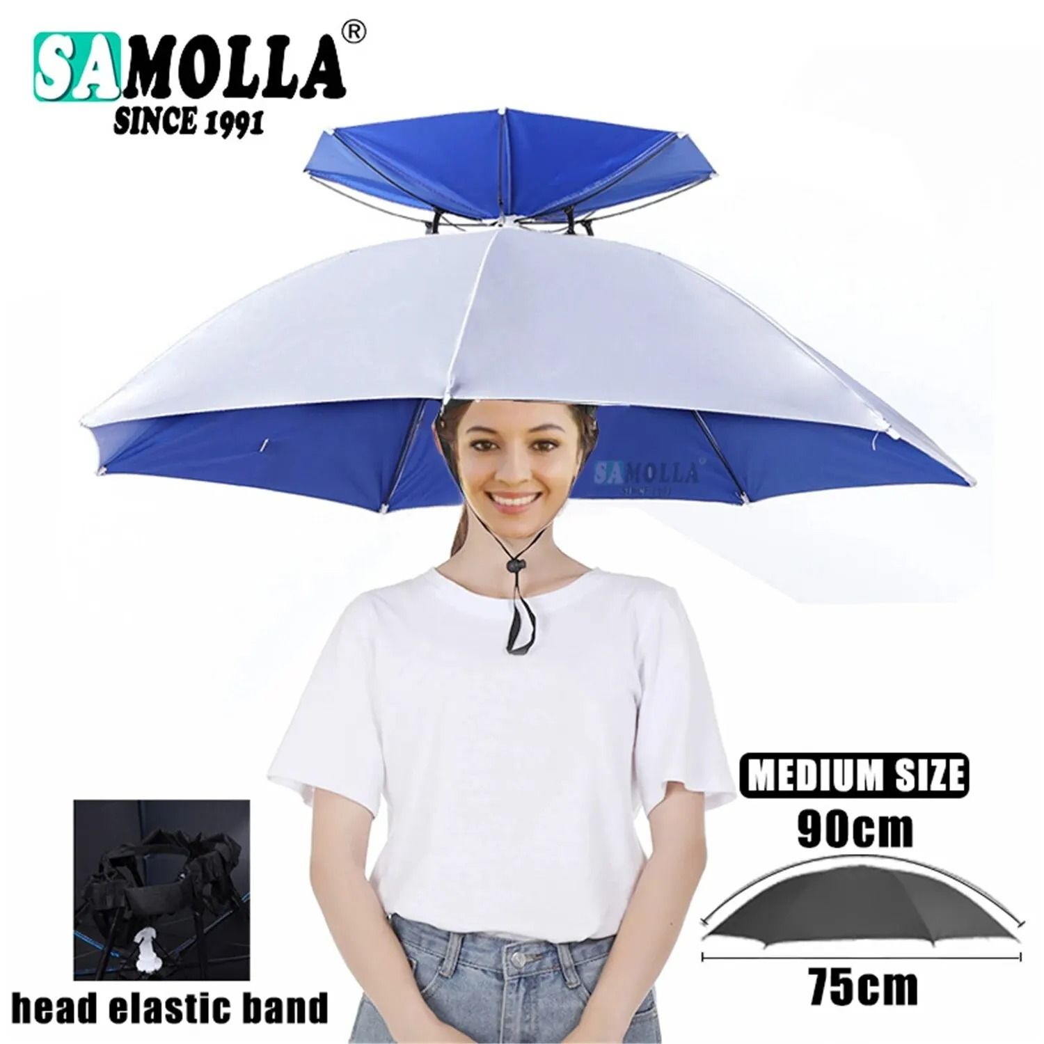 Rain Umbrella Hat Foldable UV Protection Cap