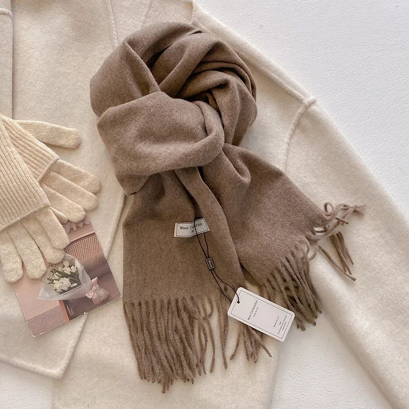 Luxury Winter Wool Blend Pashmina Scarf – Thick Cashmere-Feel Women's Shawl & Wrap 2024