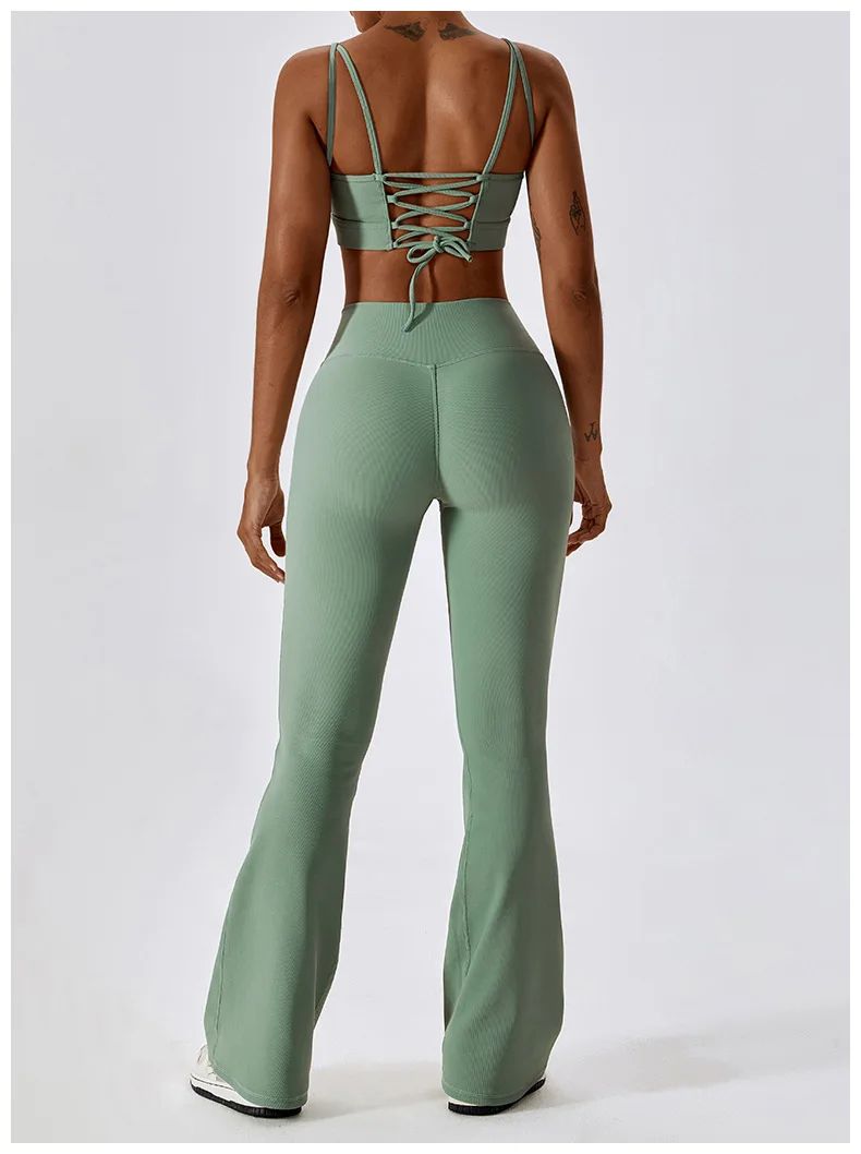 Womens High Waist Flared Yoga Fitness Leggings
