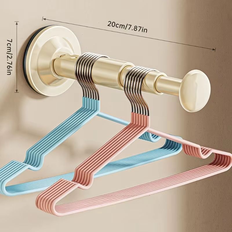 No-Drill Suction Cup Hanger Storage Rack Adjustable Length