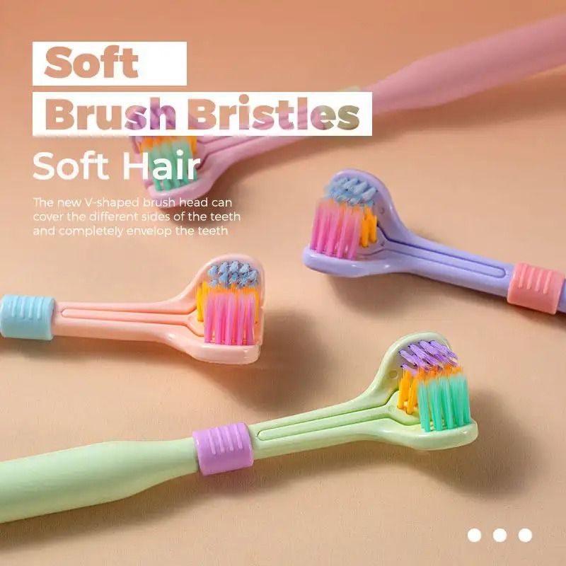 Three Sided Ultra Soft Toothbrush with Fine Bristles for Gentle Oral Care Cleaning