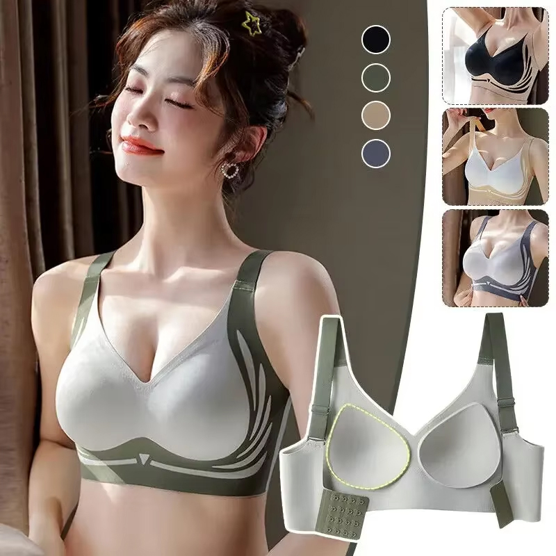 Super Gather Push Up Bras for Women, Seamless Underwear, Full Cup Lift-Up Wireless Bras, Soft Support Sleepwear, Comfort