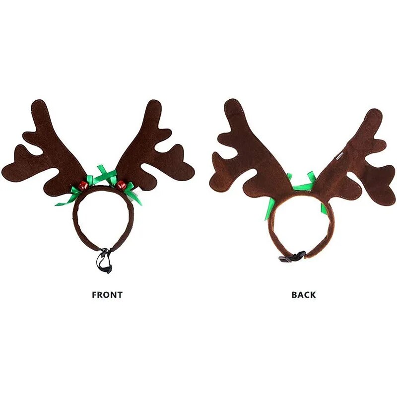 Christmas Dog Supplies: Elk Reindeer Antlers & Santa Hat Costume