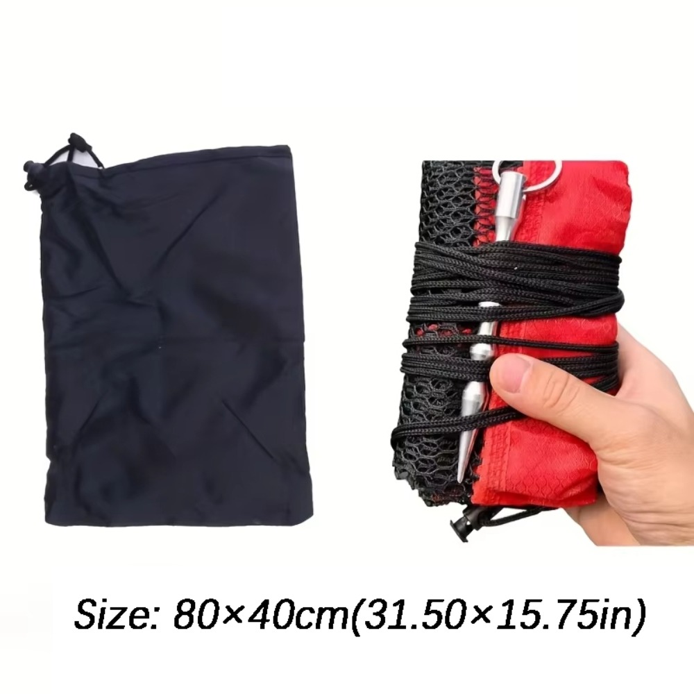Small Grid Fishing Net Bag, Foldable Live Fish Nets, Nylon Mesh with Drawstring