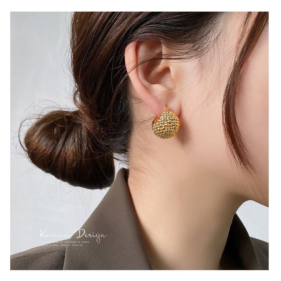Simple Thick Round Ball Hoop Earrings, Gold Chunky Hoop Earrings, Lightweight Gold Earrings