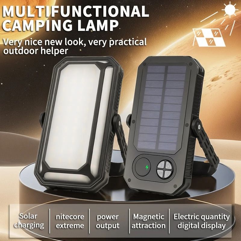 Multi-Light Source All-Terrain Solar Camping Lamp | Multifunctional Working Light with Large Capacity