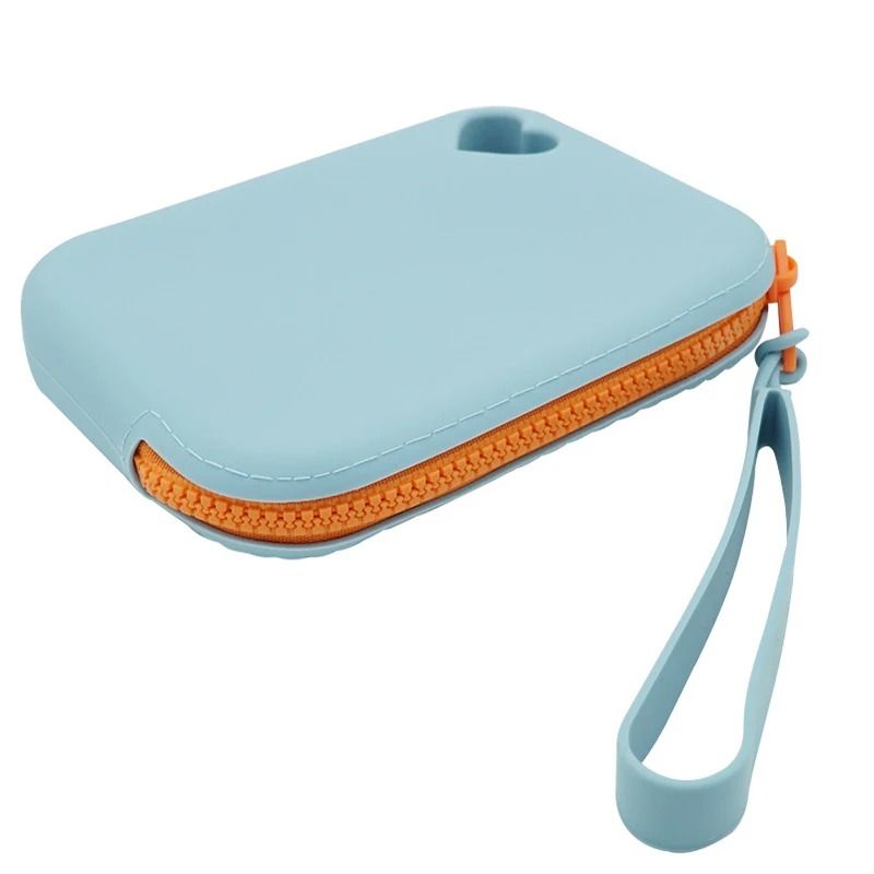 Portable Silicone Zipper Clutch Pouch with Wristlet Storage Bag