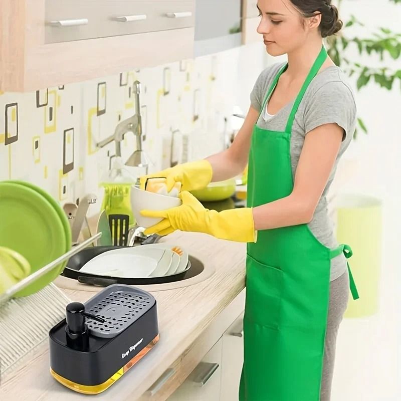 Hand and Dish Soap Dispenser Set With Built In Sponge Holder