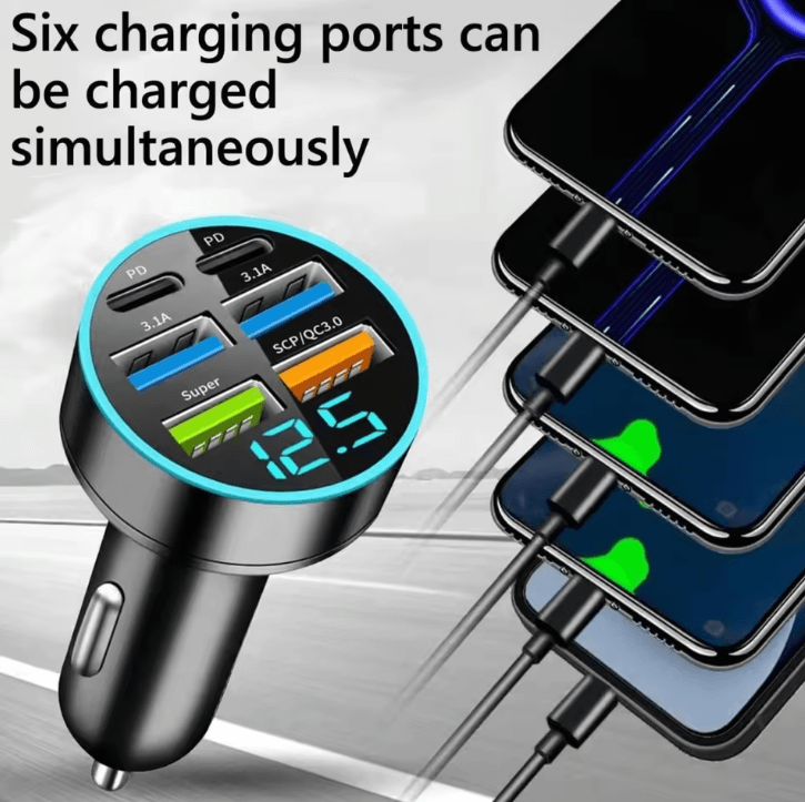 250W High-Speed USB Car Charger with PD & QC3.0 Fast Charge